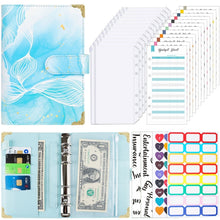 Load image into Gallery viewer, A6 Leather Loose-leaf Budget Book Handbook Notepad, Pink, Ink Green, Purple, Blue Gray, Water Blue, Cyan Greene, Deep Blue, Watercolor Blue, Marbled-Pink, Marbled-Blue, Marbled White