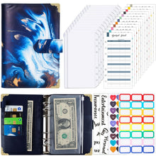 Load image into Gallery viewer, A6 Leather Loose-leaf Budget Book Handbook Notepad, Pink, Ink Green, Purple, Blue Gray, Water Blue, Cyan Greene, Deep Blue, Watercolor Blue, Marbled-Pink, Marbled-Blue, Marbled White