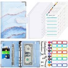 Load image into Gallery viewer, A6 Leather Loose-leaf Budget Book Handbook Notepad, Pink, Ink Green, Purple, Blue Gray, Water Blue, Cyan Greene, Deep Blue, Watercolor Blue, Marbled-Pink, Marbled-Blue, Marbled White
