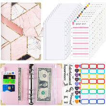 Load image into Gallery viewer, A6 Leather Loose-leaf Budget Book Handbook Notepad, Pink, Ink Green, Purple, Blue Gray, Water Blue, Cyan Greene, Deep Blue, Watercolor Blue, Marbled-Pink, Marbled-Blue, Marbled White