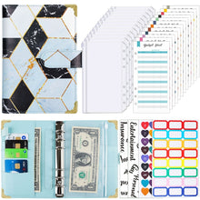 Load image into Gallery viewer, A6 Leather Loose-leaf Budget Book Handbook Notepad, Pink, Ink Green, Purple, Blue Gray, Water Blue, Cyan Greene, Deep Blue, Watercolor Blue, Marbled-Pink, Marbled-Blue, Marbled White