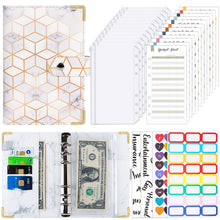 Load image into Gallery viewer, A6 Leather Loose-leaf Budget Book Handbook Notepad, Pink, Ink Green, Purple, Blue Gray, Water Blue, Cyan Greene, Deep Blue, Watercolor Blue, Marbled-Pink, Marbled-Blue, Marbled White