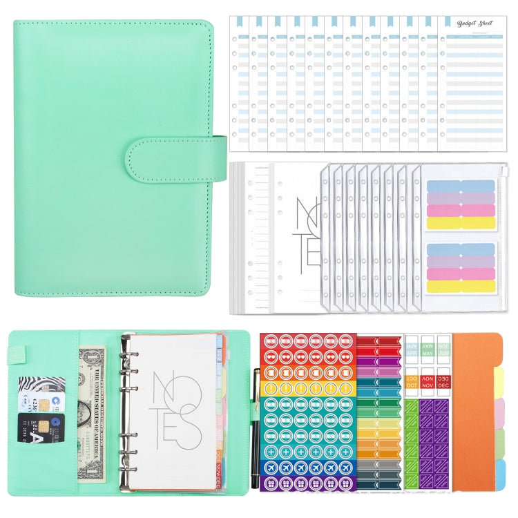 A6 Macaron PU Leather Loose-leaf Notebook Cash Budget Handbook, XJYS-010  Pink, XJYS-010  Purple, XJYS-010 Yellow, XJYS-010 Black, XJYS-010 Green, XJYS-010  Blue