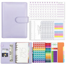 Load image into Gallery viewer, A6 Macaron PU Leather Loose-leaf Notebook Cash Budget Handbook, XJYS-010  Pink, XJYS-010  Purple, XJYS-010 Yellow, XJYS-010 Black, XJYS-010 Green, XJYS-010  Blue