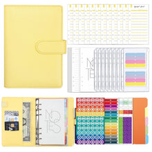 Load image into Gallery viewer, A6 Macaron PU Leather Loose-leaf Notebook Cash Budget Handbook, XJYS-010  Pink, XJYS-010  Purple, XJYS-010 Yellow, XJYS-010 Black, XJYS-010 Green, XJYS-010  Blue