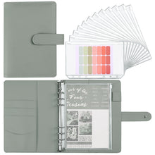 Load image into Gallery viewer, A5 Macaron Notebook PU Loose-leaf Cash Budget Handbook, Gray, Pink, Yellow, Blue, Green, Black