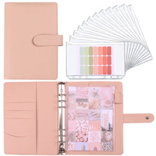 Load image into Gallery viewer, A5 Macaron Notebook PU Loose-leaf Cash Budget Handbook, Gray, Pink, Yellow, Blue, Green, Black