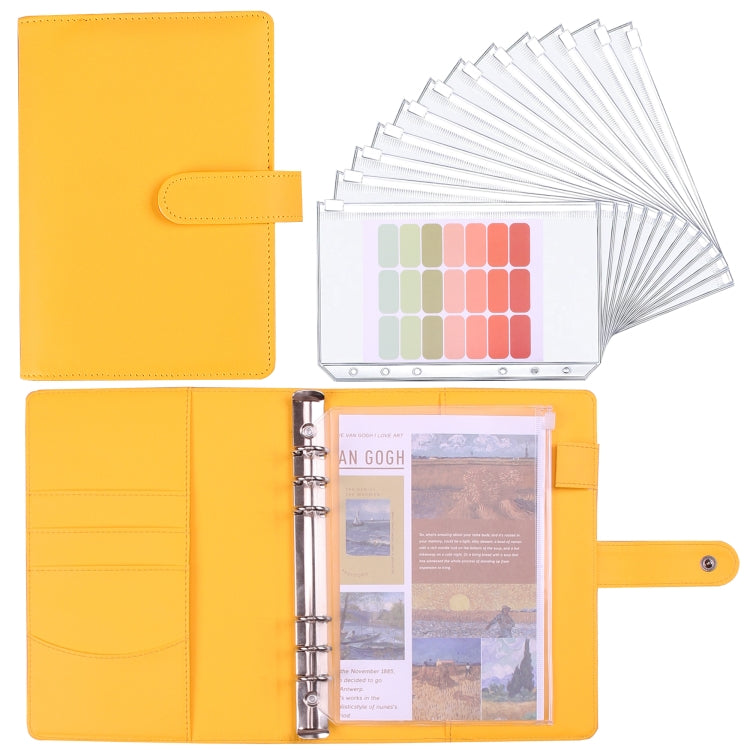 A5 Macaron Notebook PU Loose-leaf Cash Budget Handbook, Gray, Pink, Yellow, Blue, Green, Black