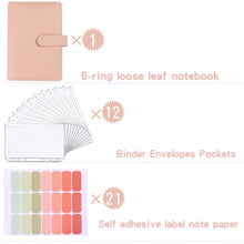 Load image into Gallery viewer, A5 Macaron Notebook PU Loose-leaf Cash Budget Handbook, Gray, Pink, Yellow, Blue, Green, Black