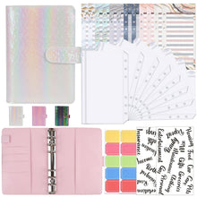 Load image into Gallery viewer, A6 Illusion Magic Square Loose-leaf PU Notebook Cash Budget Book, White, Black, Pink, Purple, Orange, Blue, Green, Milk Tea
