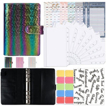 Load image into Gallery viewer, A6 Illusion Magic Square Loose-leaf PU Notebook Cash Budget Book, White, Black, Pink, Purple, Orange, Blue, Green, Milk Tea