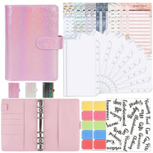 Load image into Gallery viewer, A6 Illusion Magic Square Loose-leaf PU Notebook Cash Budget Book, White, Black, Pink, Purple, Orange, Blue, Green, Milk Tea