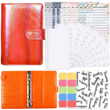 Load image into Gallery viewer, A6 Illusion Magic Square Loose-leaf PU Notebook Cash Budget Book, White, Black, Pink, Purple, Orange, Blue, Green, Milk Tea