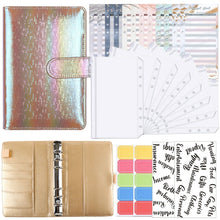 Load image into Gallery viewer, A6 Illusion Magic Square Loose-leaf PU Notebook Cash Budget Book, White, Black, Pink, Purple, Orange, Blue, Green, Milk Tea