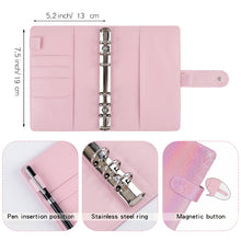 Load image into Gallery viewer, A6 Illusion Magic Square Loose-leaf PU Notebook Cash Budget Book, White, Black, Pink, Purple, Orange, Blue, Green, Milk Tea