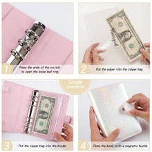 Load image into Gallery viewer, A6 Illusion Magic Square Loose-leaf PU Notebook Cash Budget Book, White, Black, Pink, Purple, Orange, Blue, Green, Milk Tea