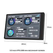 Load image into Gallery viewer, 3.5 InchIPS View All Computer Monitor USB Chassis Vice Screen, Set 1 (Black), Set 1 (White), Set 2 (Black), Set 2 (White), Set 3 (Black), Set 3 (White)