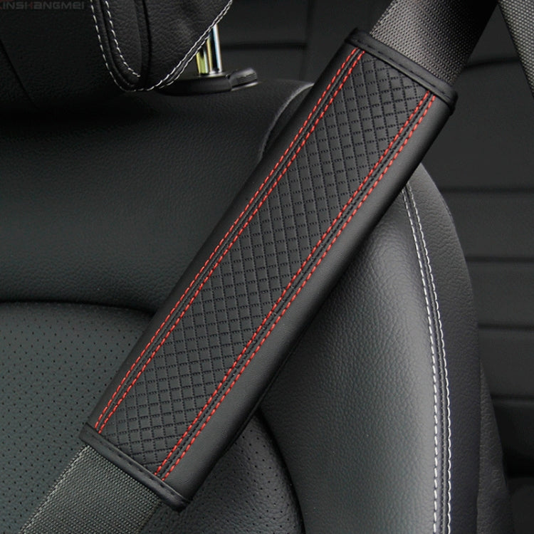 Fiber Leather Embossed Car Seat Belt Shoulder Cover Protector, 6.5X23cm