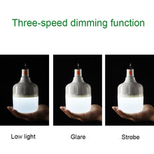 Load image into Gallery viewer, AB26 USB Charging LED Bulb Night Market Stall Lights Outdoor Camping Hanging Lamp, Power:, 30W (White), 60W (White), 80W (White), 100W (White), 200W (White), 300W (White), 80W (Orange), 100W (Orange), 200W (Orange), 300W (Orange)