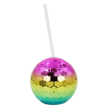 Load image into Gallery viewer, D001-2 Flash Electroplated Ball Cup Round Ball Straw Plastic Water Cup, Rainbow Color