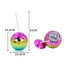 Load image into Gallery viewer, D001-2 Flash Electroplated Ball Cup Round Ball Straw Plastic Water Cup, Rainbow Color