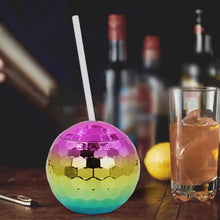 Load image into Gallery viewer, D001-2 Flash Electroplated Ball Cup Round Ball Straw Plastic Water Cup, Rainbow Color