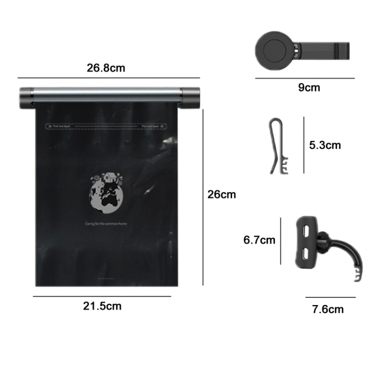 Car Mounted Garbage Bag  Folding Hanging Cleaning Organiser, Titanium Grey, Piano Black