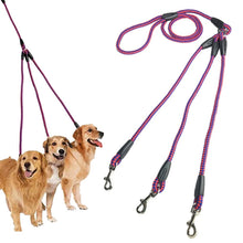 Load image into Gallery viewer, 140cm 3 In 1 Leash Multi-head Dog Walking Rope, 140cm 3 In 1 Blue, 140cm 3 In 1 Red, 140cm 3 In 1 Rose Red