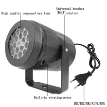 Load image into Gallery viewer, 4W LED Snowflake Christmas Decoration Projector Light with 16 Patterns, EU Plug, US Plug, UK Plug, AU Plug, USB 5V