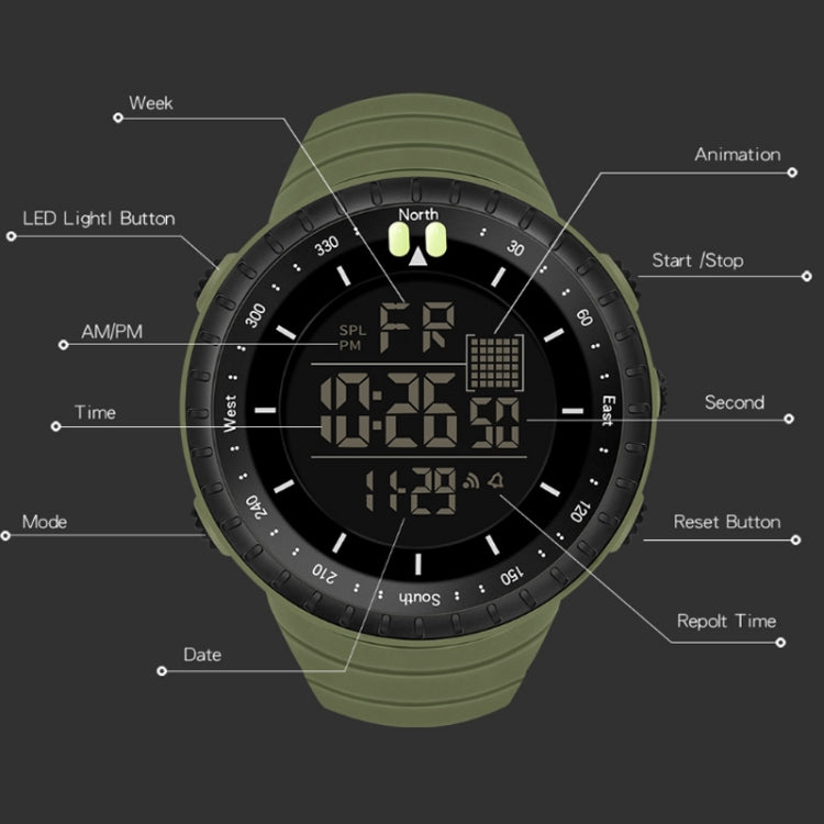 SYNOKE 9648-B Men Outdoor Waterproof Luminous Sports Electronic Watch