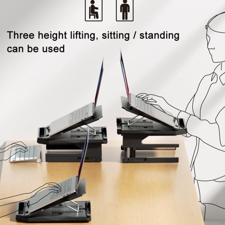Double Layer Foldable Lift Laptop Stand  Aluminum Computer Heightening Bracket