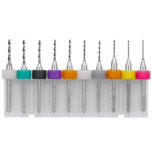 Load image into Gallery viewer, 10 In 1 PCB Tungsten Steel Drill Bits Carving Miniature Drill Bits, Size:, 2.1-3.0mm, 0.1-1mm, 0.6-1.5mm, 1.1-2mm, 1.5-2.4mm