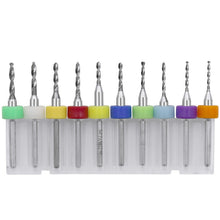 Load image into Gallery viewer, 10 In 1 PCB Tungsten Steel Drill Bits Carving Miniature Drill Bits, Size:, 2.1-3.0mm, 0.1-1mm, 0.6-1.5mm, 1.1-2mm, 1.5-2.4mm