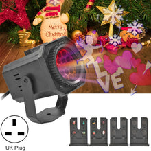 Load image into Gallery viewer, 8W LED Christmas Colorful Rotating Laser Atmosphere Light Random Pattern Delivery, US Plug with 6 Cards, EU Plug with 6 Cards, UK Plug with 6 Cards, AU Plug with 6 Cards, US Plug with 4 Cards, EU Plug with 4 Cards, UK Plug with 4 Cards                 ...