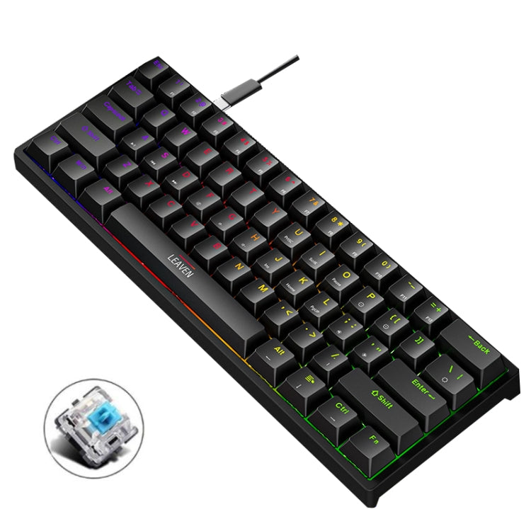 LEAVEN K620 61 Keys Hot Plug-in Glowing Game Wired Mechanical Keyboard, Cable Length: 1.8m, Black Green Shaft, White Green Shaft, Blue Green Shaft, Pink Green Shaft, White Black Red Shaft, Black White Green Shaft, White Black Green Shaft               ...