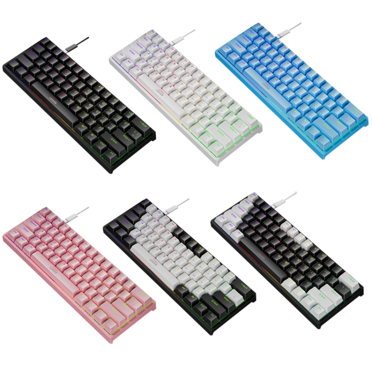 LEAVEN K620 61 Keys Hot Plug-in Glowing Game Wired Mechanical Keyboard, Cable Length: 1.8m, Black Green Shaft, White Green Shaft, Blue Green Shaft, Pink Green Shaft, White Black Red Shaft, Black White Green Shaft, White Black Green Shaft               ...