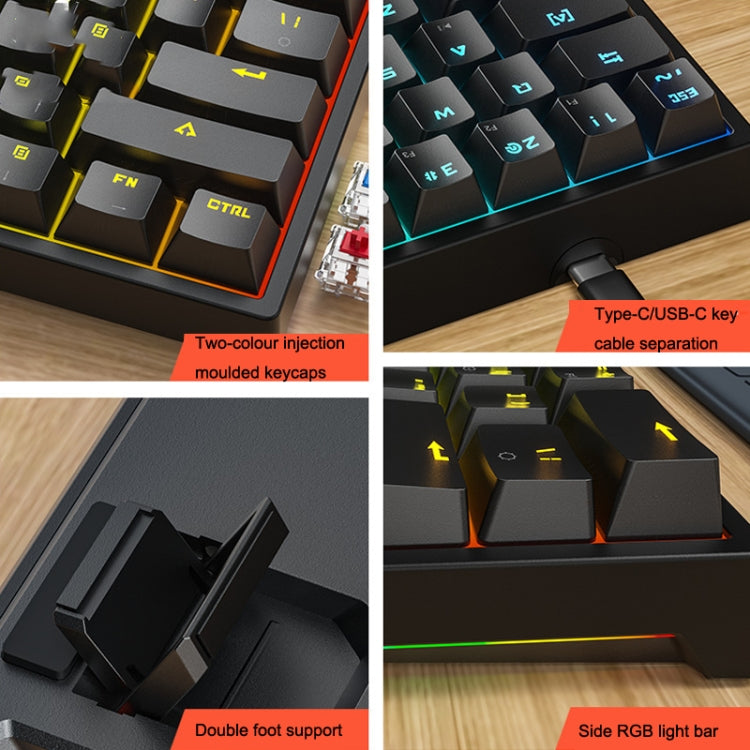 LEAVEN K620 61 Keys Hot Plug-in Glowing Game Wired Mechanical Keyboard, Cable Length: 1.8m, Black Green Shaft, White Green Shaft, Blue Green Shaft, Pink Green Shaft, White Black Red Shaft, Black White Green Shaft, White Black Green Shaft               ...