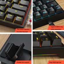 Load image into Gallery viewer, LEAVEN K620 61 Keys Hot Plug-in Glowing Game Wired Mechanical Keyboard, Cable Length: 1.8m, Black Green Shaft, White Green Shaft, Blue Green Shaft, Pink Green Shaft, White Black Red Shaft, Black White Green Shaft, White Black Green Shaft               ...