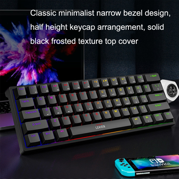 LEAVEN K620 61 Keys Hot Plug-in Glowing Game Wired Mechanical Keyboard, Cable Length: 1.8m, Black Green Shaft, White Green Shaft, Blue Green Shaft, Pink Green Shaft, White Black Red Shaft, Black White Green Shaft, White Black Green Shaft               ...
