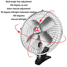 Load image into Gallery viewer, Car Powerful Fixing Clip Cooling High Wind Power Electric Fan, Specification:, 10 inch Metal 12V, 10 inch Metal 24V, 8 inch Black 12V, 8 inch Black 24V, 8 inch Metal 12V, 8 inch Metal 24V, 10 inch Black 12V, 10 inch Black 24V, 6 inch Black 12V         ...