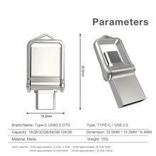 Load image into Gallery viewer, USB 2.0 + Type-C/USB-C High Speed ??Mini Computer and Phone Dual-purpose Rotary U Disk, Type-C2.0 16GB, Type-C2.0 32GB, Type-C2.0 64GB, Type-C2.0 128GB