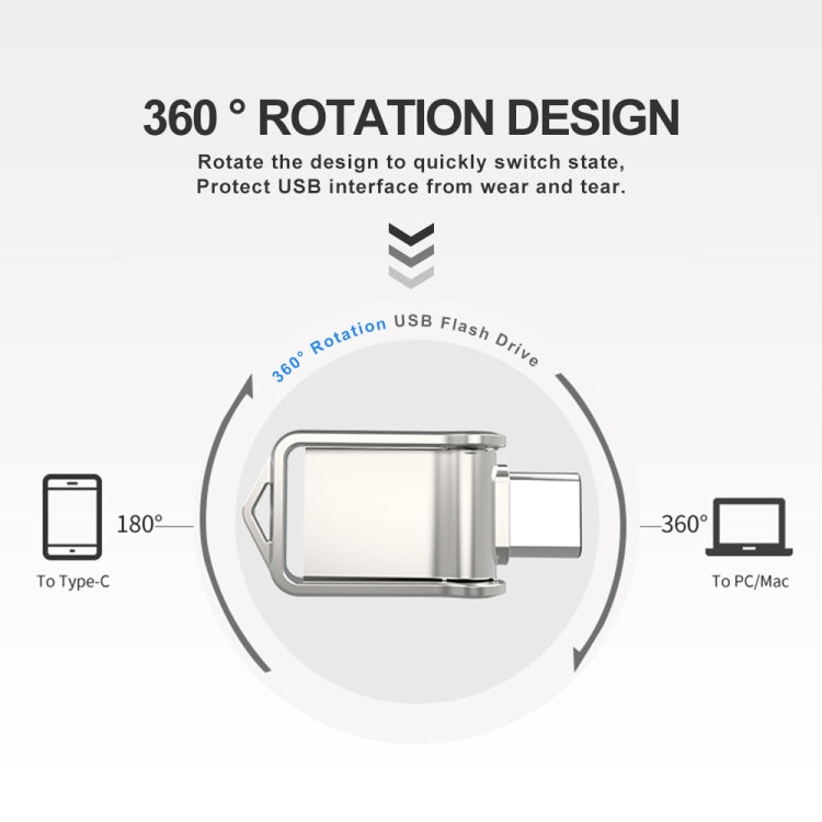 USB 2.0 + Type-C/USB-C High Speed ??Mini Computer and Phone Dual-purpose Rotary U Disk, Type-C2.0 16GB, Type-C2.0 32GB, Type-C2.0 64GB, Type-C2.0 128GB
