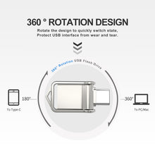 Load image into Gallery viewer, USB 2.0 + Type-C/USB-C High Speed ??Mini Computer and Phone Dual-purpose Rotary U Disk, Type-C2.0 16GB, Type-C2.0 32GB, Type-C2.0 64GB, Type-C2.0 128GB