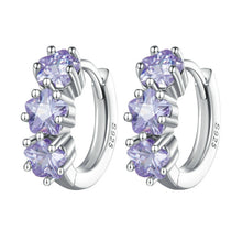Load image into Gallery viewer, SCE1533 Purple Flower Vermiculite Ear Buckle 925 Silver Earrings, SCE1533