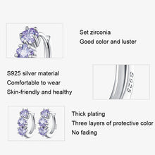 Load image into Gallery viewer, SCE1533 Purple Flower Vermiculite Ear Buckle 925 Silver Earrings, SCE1533