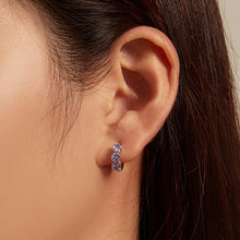 Load image into Gallery viewer, SCE1533 Purple Flower Vermiculite Ear Buckle 925 Silver Earrings, SCE1533