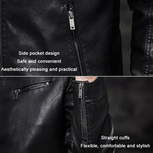 Load image into Gallery viewer, Men Washed PU Padded Slim-Fit Motorbike Leather Jacket, M, L, XL, XXL, XXXL, 4XL