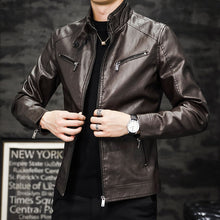 Load image into Gallery viewer, Men Washed PU Padded Slim-Fit Motorbike Leather Jacket, M, L, XL, XXL, XXXL, 4XL