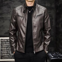 Load image into Gallery viewer, Men Washed PU Padded Slim-Fit Motorbike Leather Jacket, M, L, XL, XXL, XXXL, 4XL