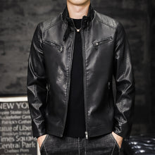 Load image into Gallery viewer, Men Washed PU Padded Slim-Fit Motorbike Leather Jacket, M, L, XL, XXL, XXXL, 4XL